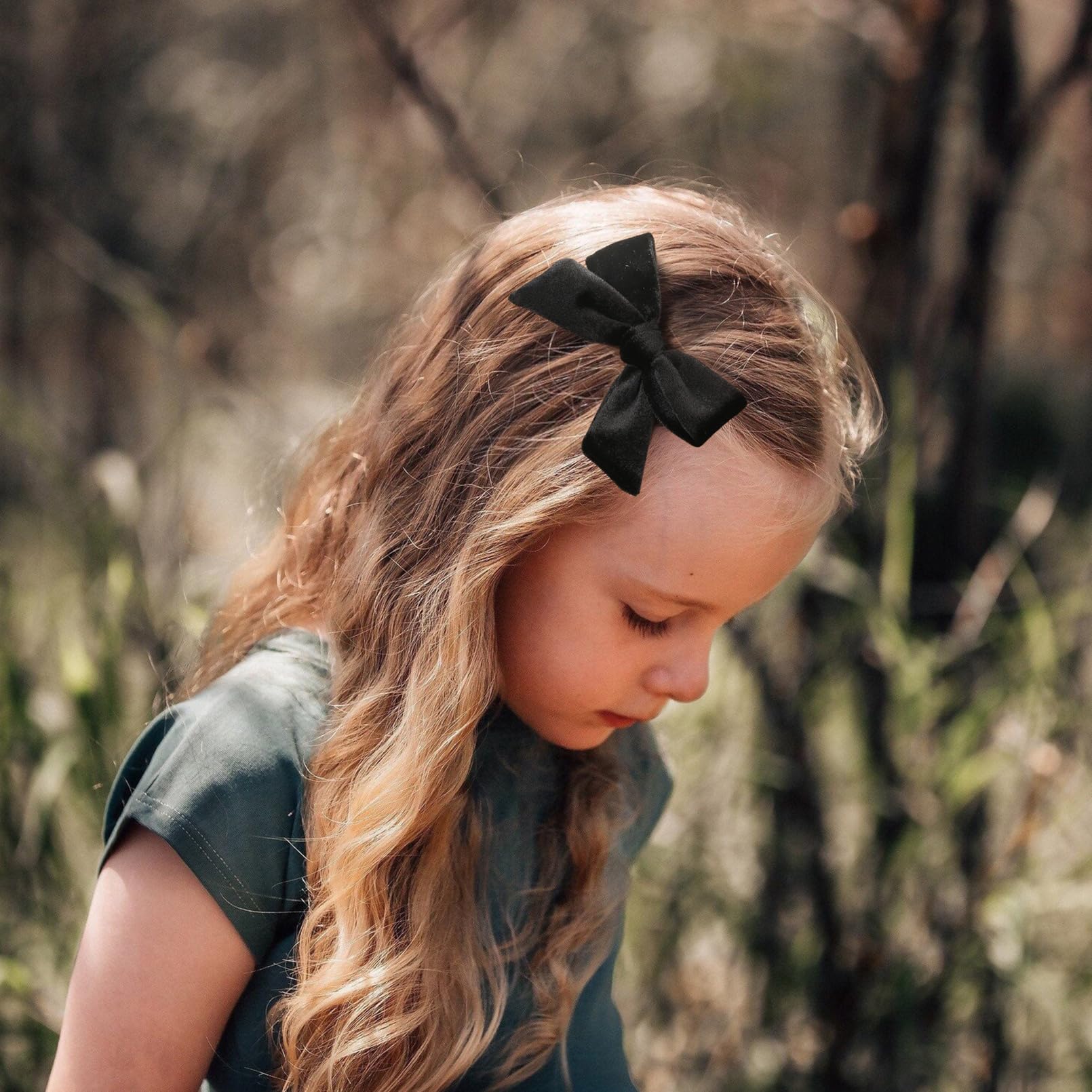 DEEKA Velvet Bow Headband side-view for quick, neat styling