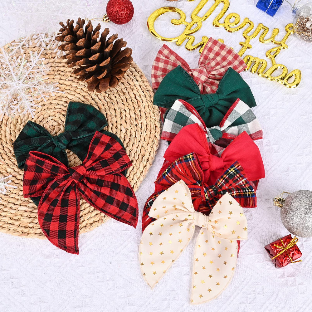DEEKA Christmas plaid bows add cheerful holiday flair.