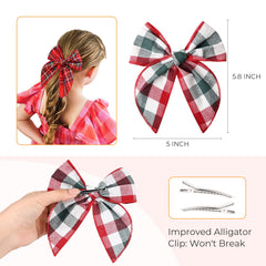 DEEKA red plaid bow ideal for braids and festive looks.