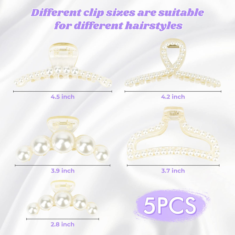 DEEKA five-piece pearl clips set close-up demonstrates versatile styling options