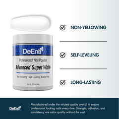 DeEnti sugar white acrylic powder showing crystal clarity and finish