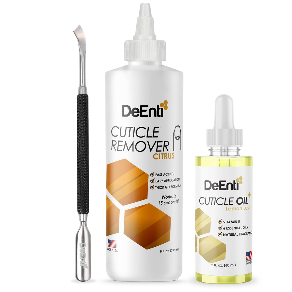 DeEnti citrus cuticle remover bottle for quick hangnail dissolving and smoother nails