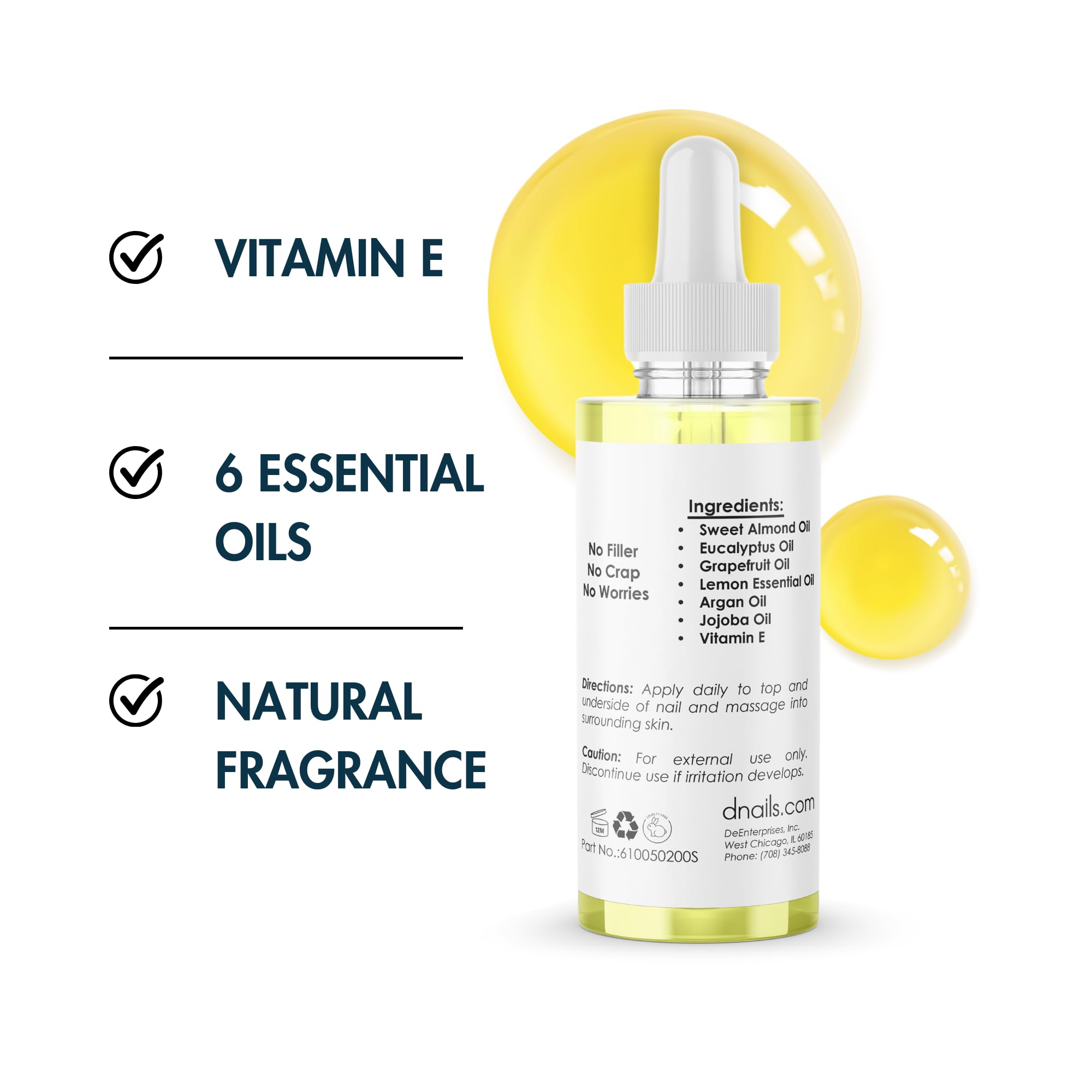 DeEnti vitamin E oil with natural oils for nourished cuticles and healthier-looking skin