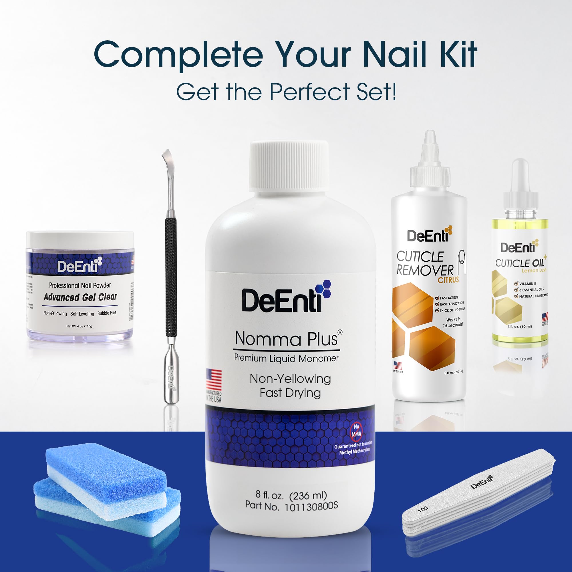 DeEnti Nomma Plus compatibility with powders from various brands enables versatile manicures.