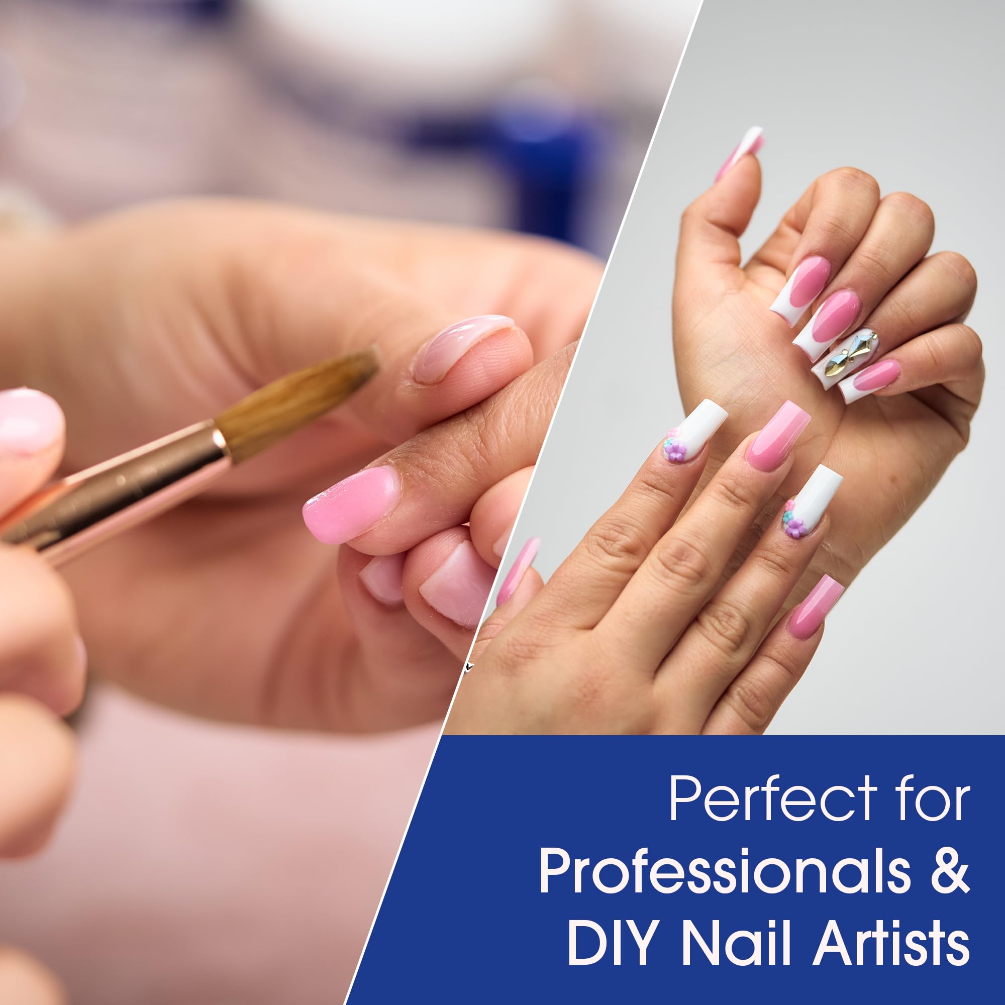 Nomma Plus applied on nails showing smooth, even acrylic application
