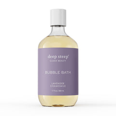 Deep Steep Bubble Bath Lavender Chamomile bottle for calm, nourished skin.