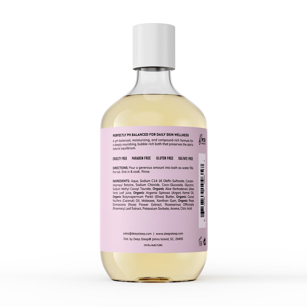Deep Steep Lilac Blossom bubbles closeup showing lush foam and calm aroma