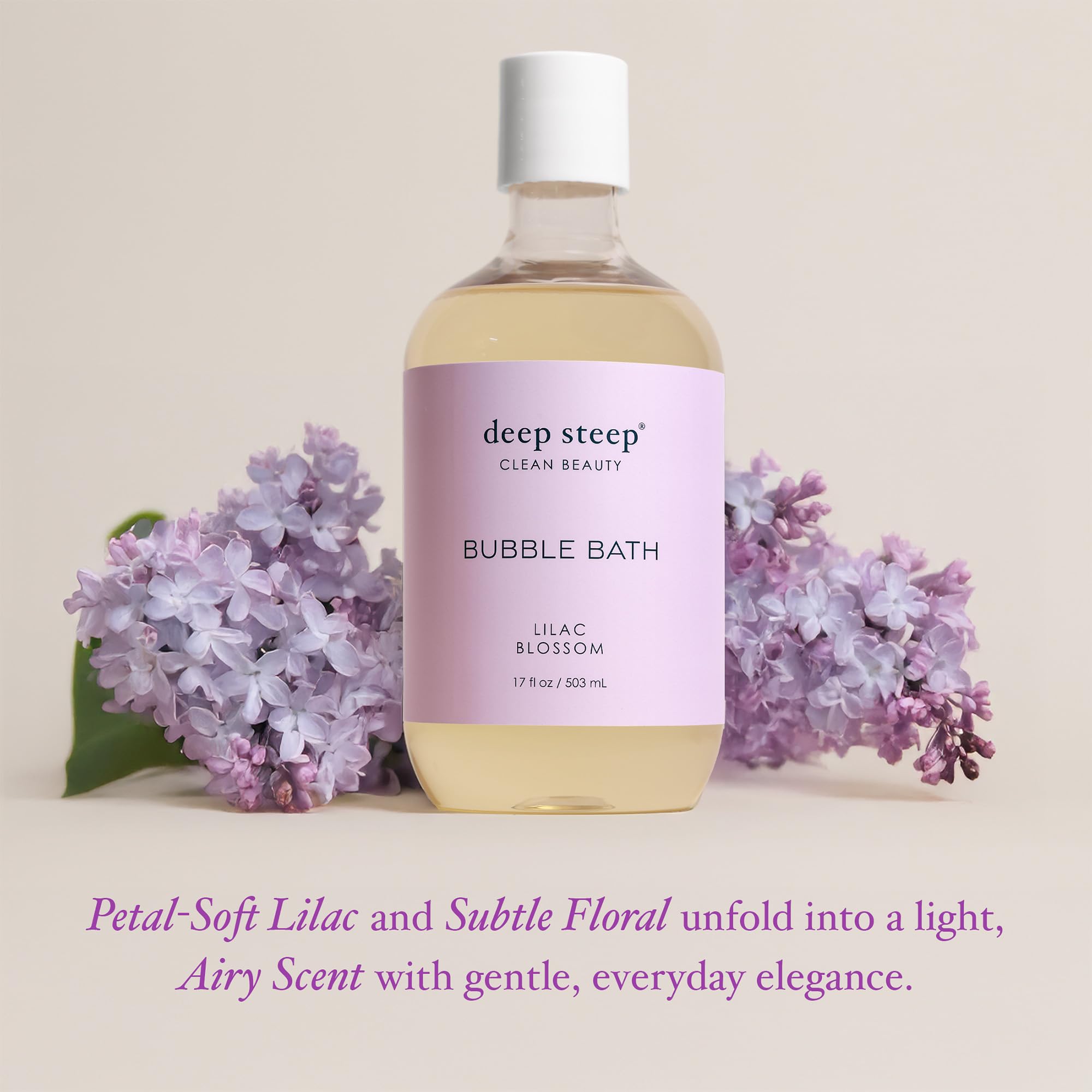 Deep Steep Lilac Blossom with shea butter highlights gentle skin comfort
