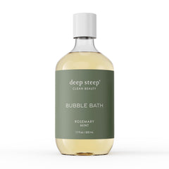 Deep Steep rosemary mint bubble bath bottle provides soothing hydration for sensitive skin