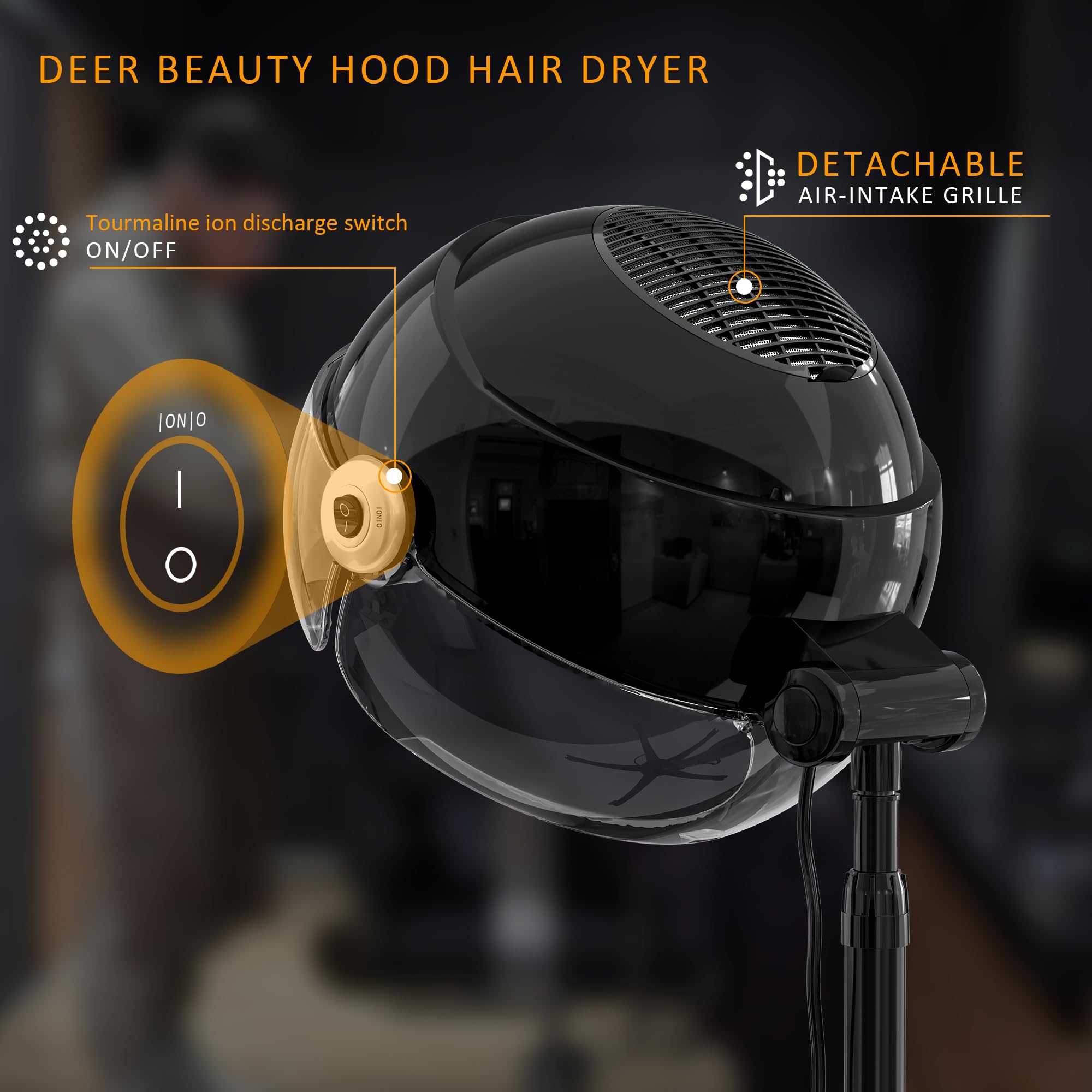 DEER BEAUTY 1875W dryer with ionic generator for faster drying and smoother results