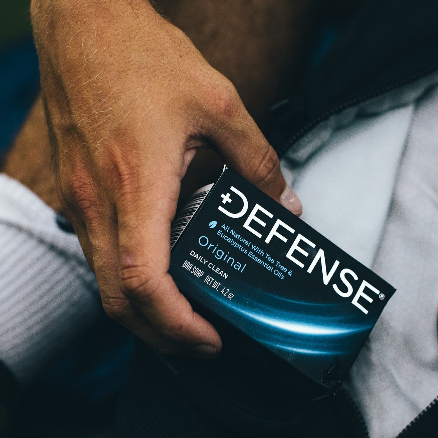 Defense Soap Clinically proven Tea Tree Oil bar supports daily skin care during training.