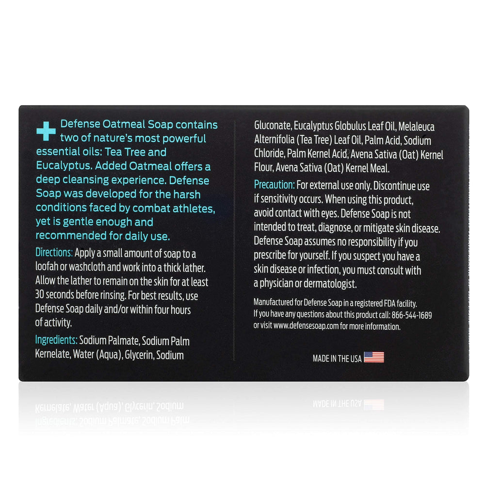 Defense Soap oatmeal bar bathroom shot highlights fragrance-free, all-natural cleansing.