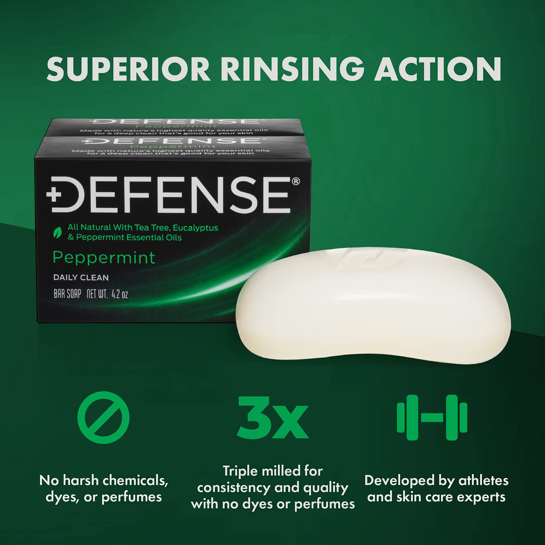 Defense Soap peppermint bar soap closeup texture highlighting triple milled quality