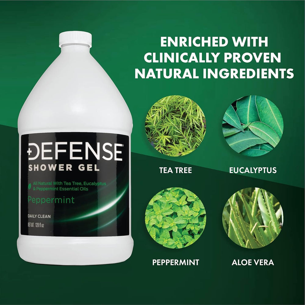 Defense Soap Peppermint Body Wash gallon-size offers economical family use.