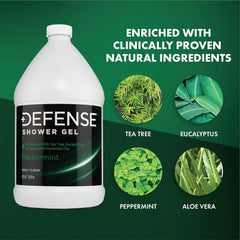 Defense Soap Peppermint Body Wash gallon-size offers economical family use.