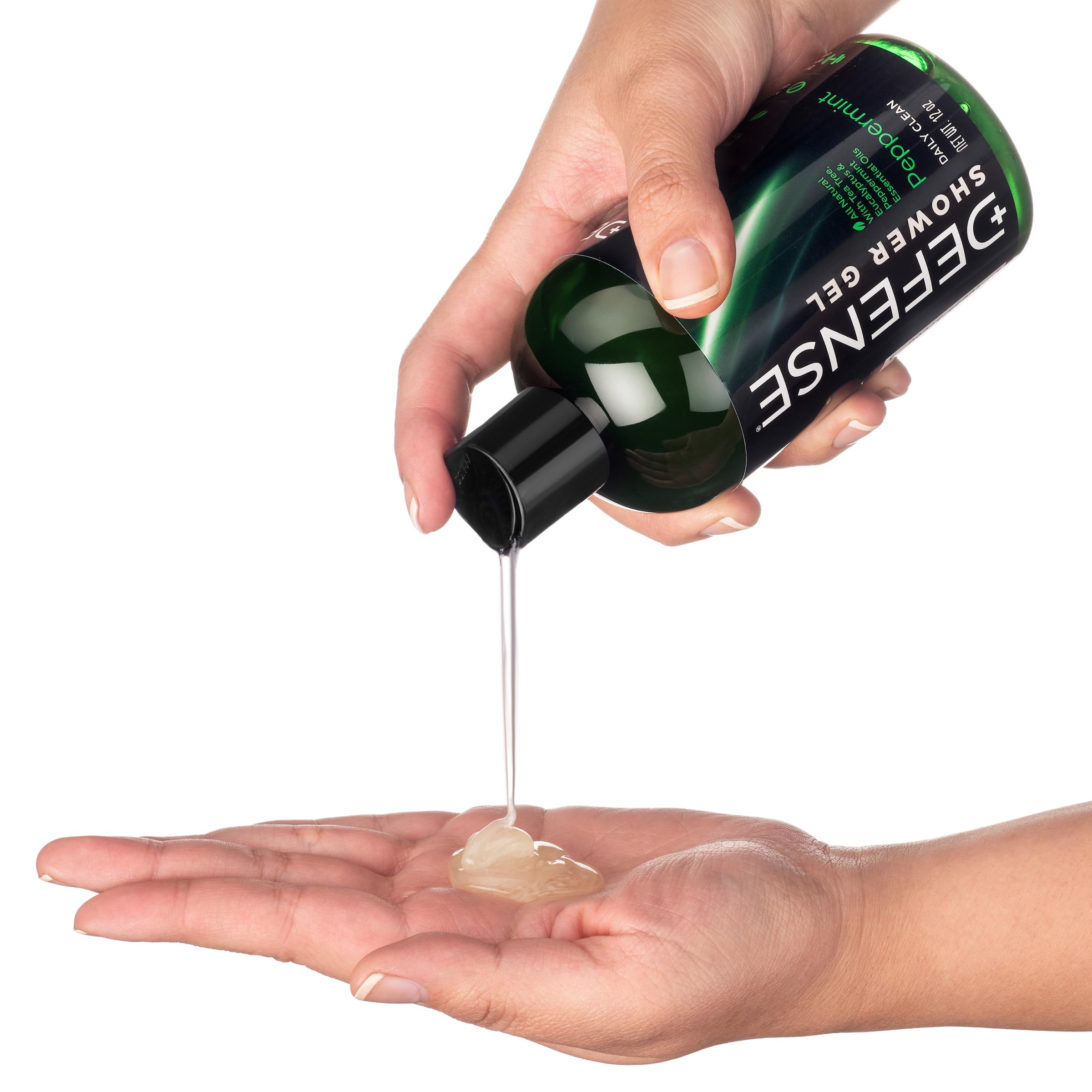 Defense Soap Peppermint Tea Tree Body Wash creamy lather close-up showcases luxurious texture