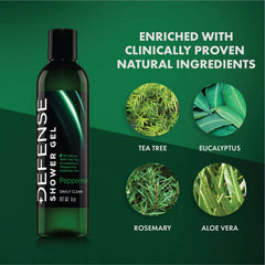 Defense Soap Peppermint Tea Tree Body Wash lather close-up highlighting creamy, deep-cleaning formula for athletes' skin.
