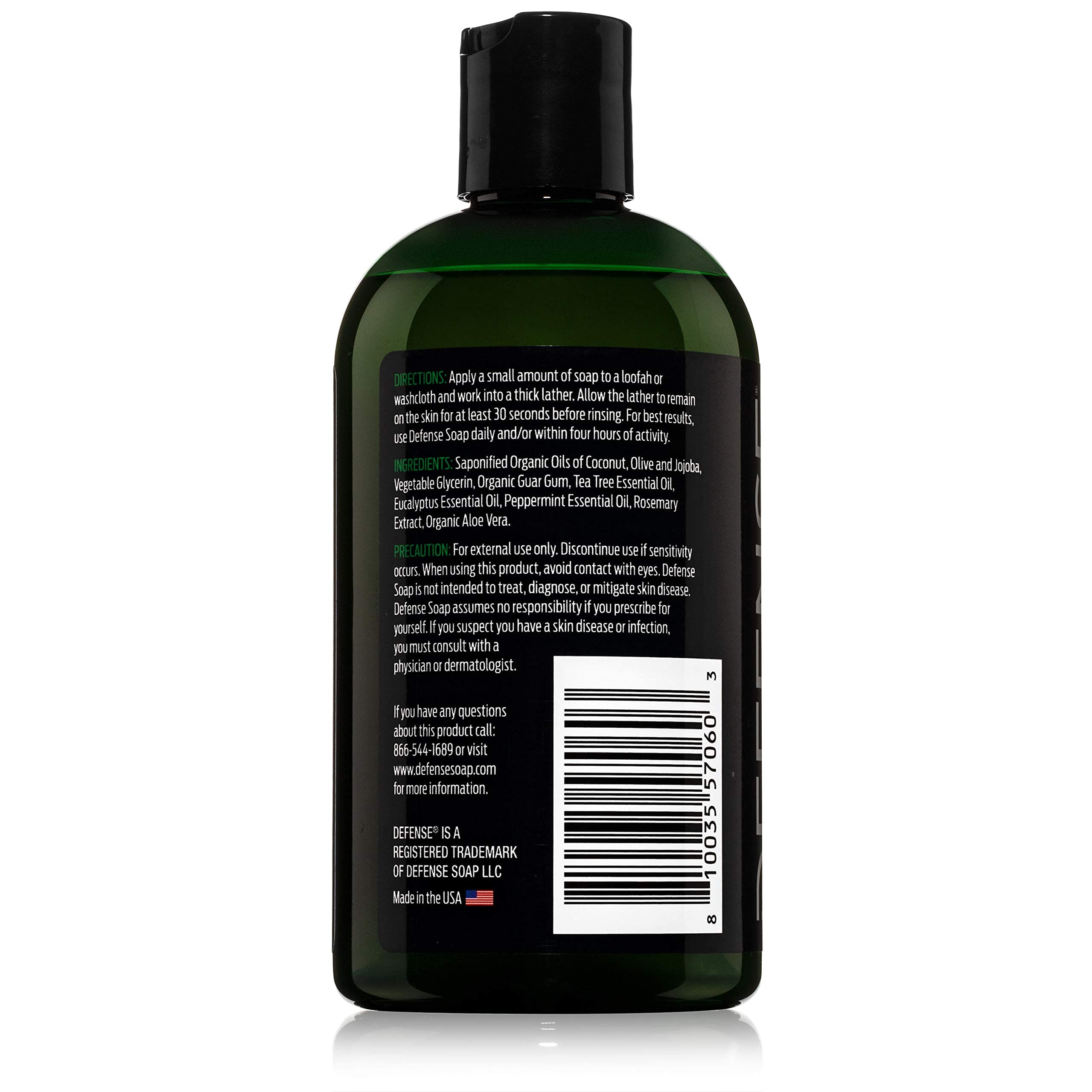 Defense Soap Peppermint Tea Tree Body Wash pump dispenser for convenient shower routine