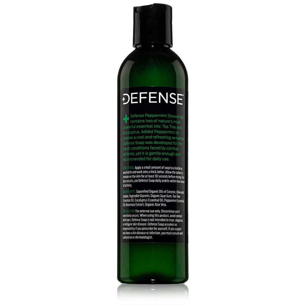 Defense Soap Peppermint Tea Tree Body Wash skin-barrier concept for balanced post-shower skin.
