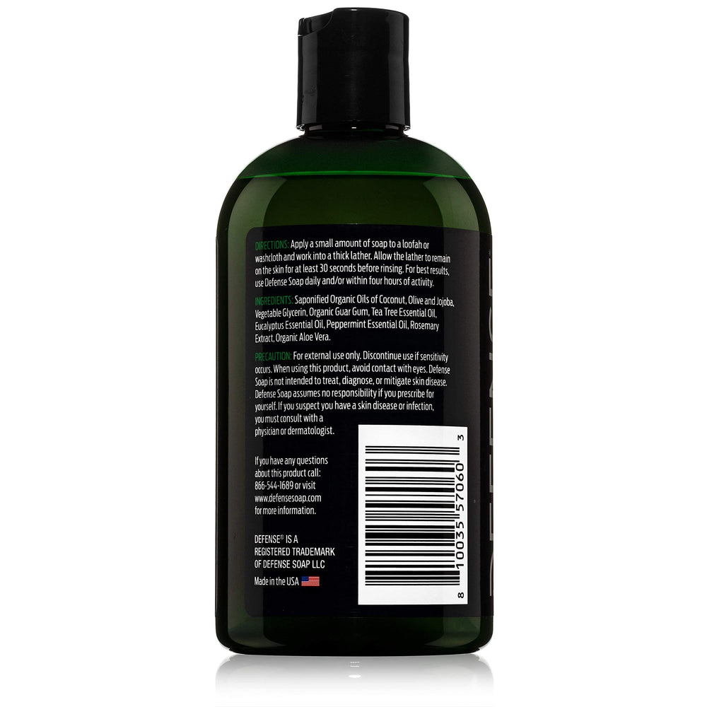 Defense Soap Peppermint Tea Tree Body Wash two-pack label emphasizes value and natural formula