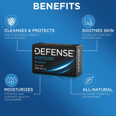 Defense Soap tea tree bar eucalyptus oil detail with refreshing scent.