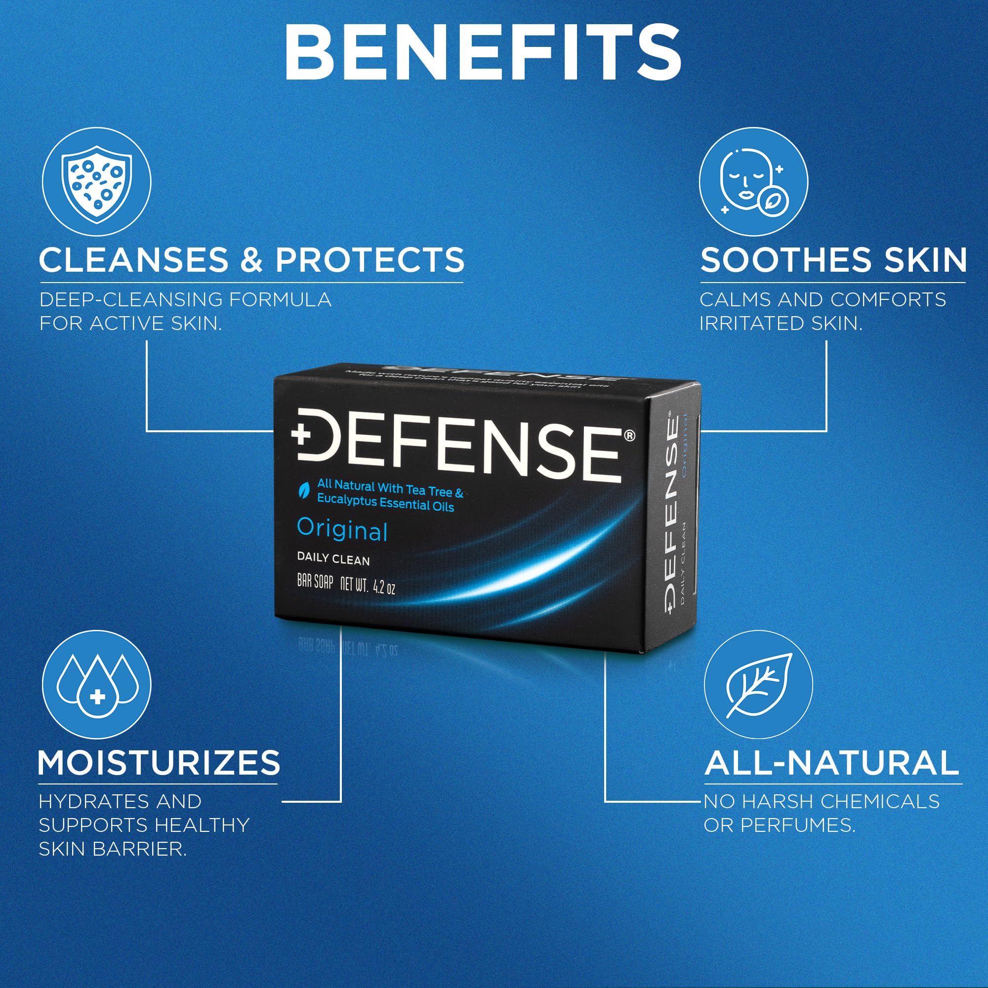 Defense Soap Tea Tree Bar lathering action shows rich foam for washing.