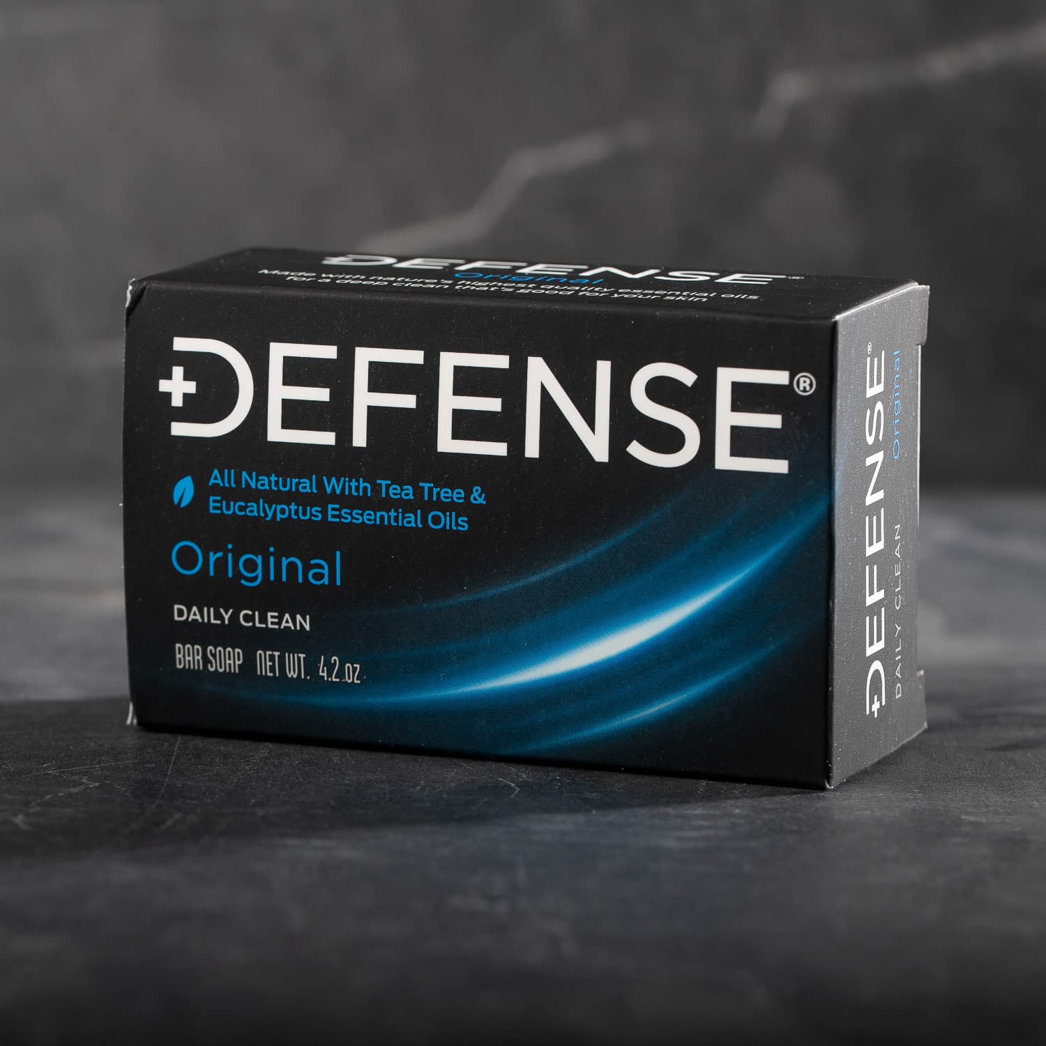 Defense Soap Tea Tree Bar skin barrier focus visual suggests gentle cleansing.