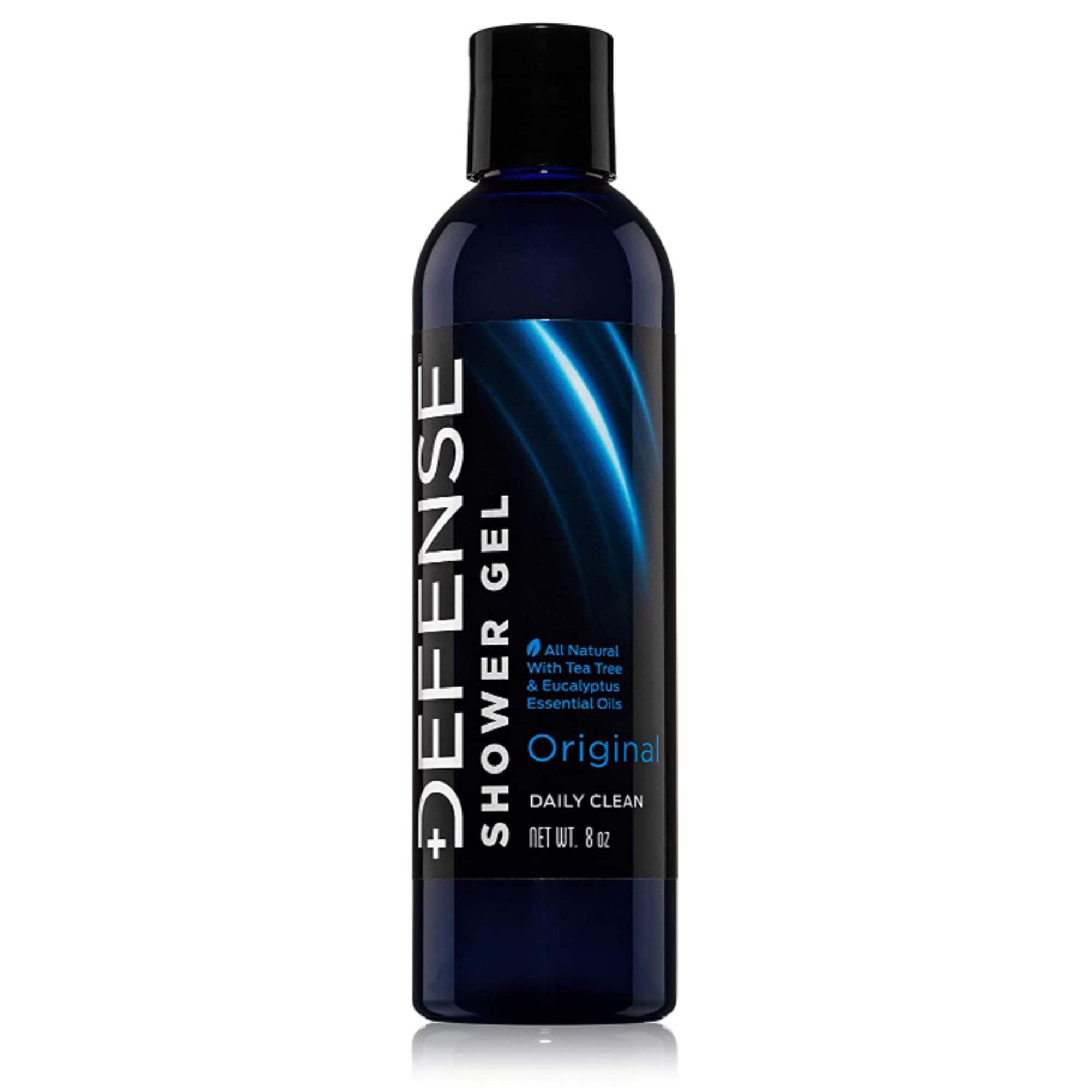 Defense Soap Tea Tree Body Wash bottle shows natural ingredients for odor control.