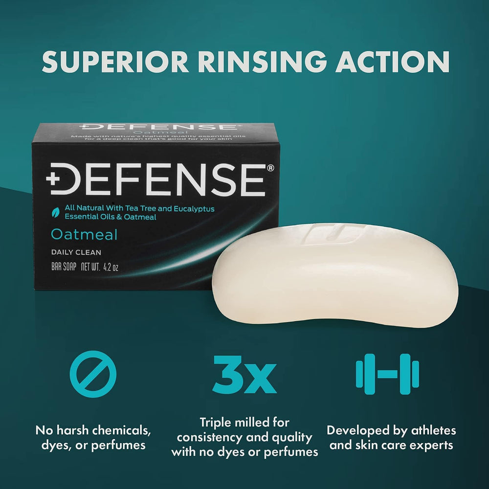Defense Soap wrestler-inspired branding signals durable, fragrance-free daily skincare.