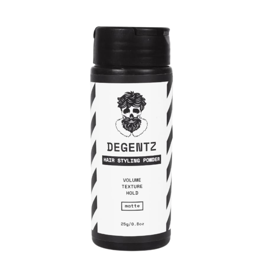 DEGENTZ powder being sprinkled to add lift and texture