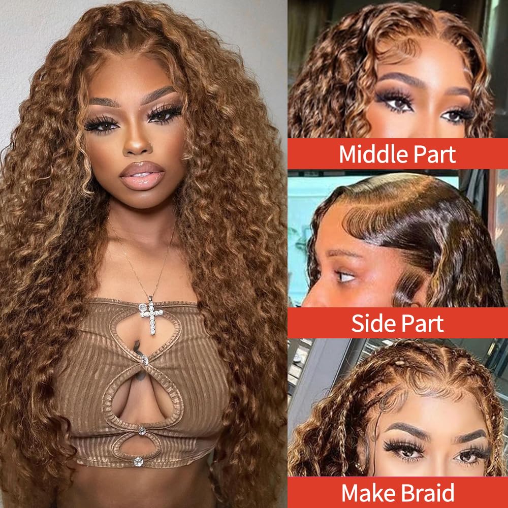 DegHyth wig with bleached knots for natural parting and lighter roots.