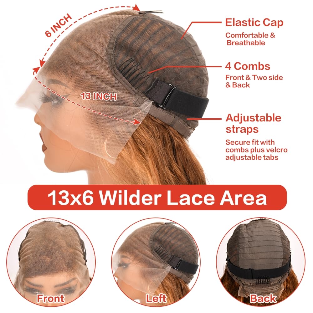 DegHyth honey blonde wig features baby hairs for a natural hairline look.