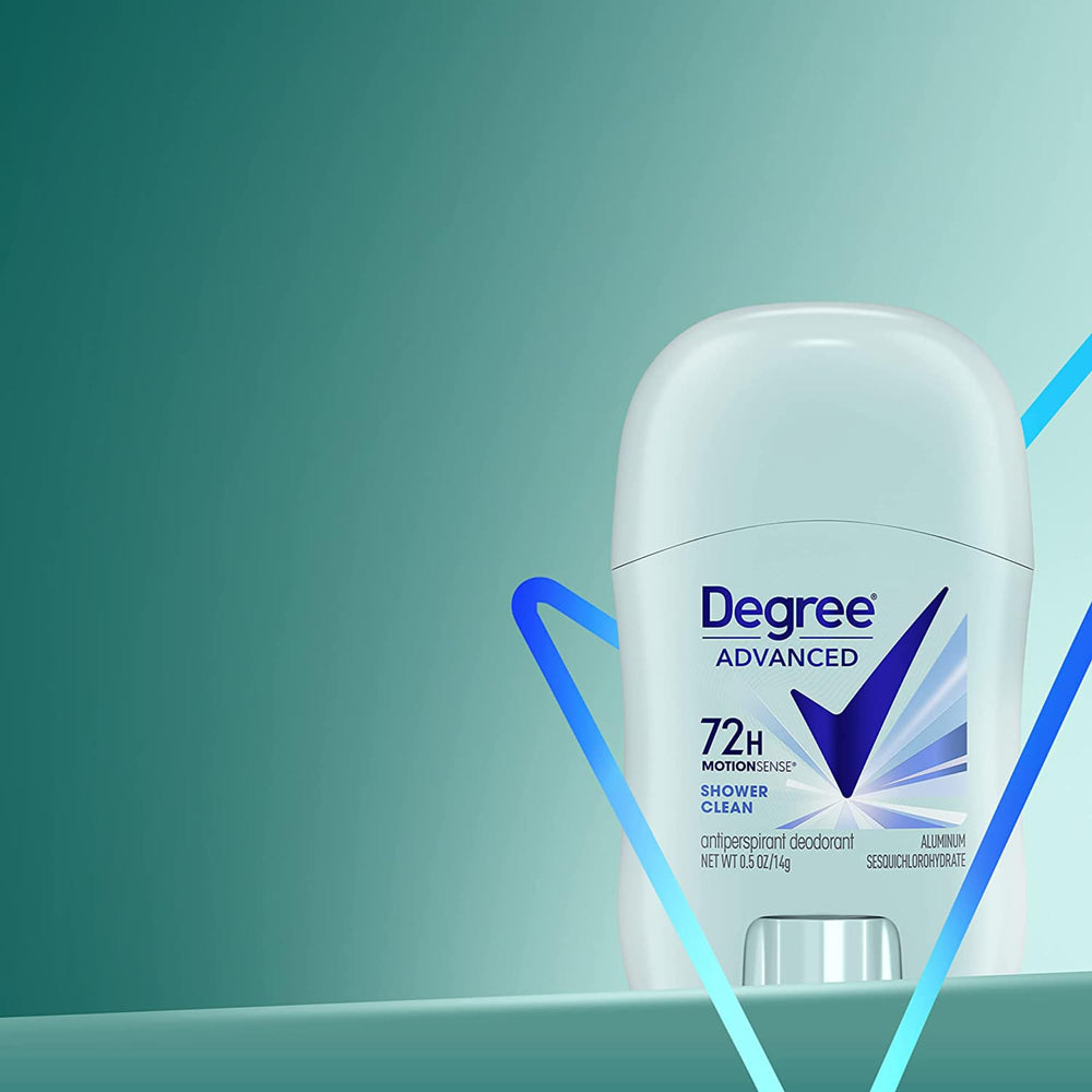 Degree 72 hours protection illustration conveys long-lasting sweat control.