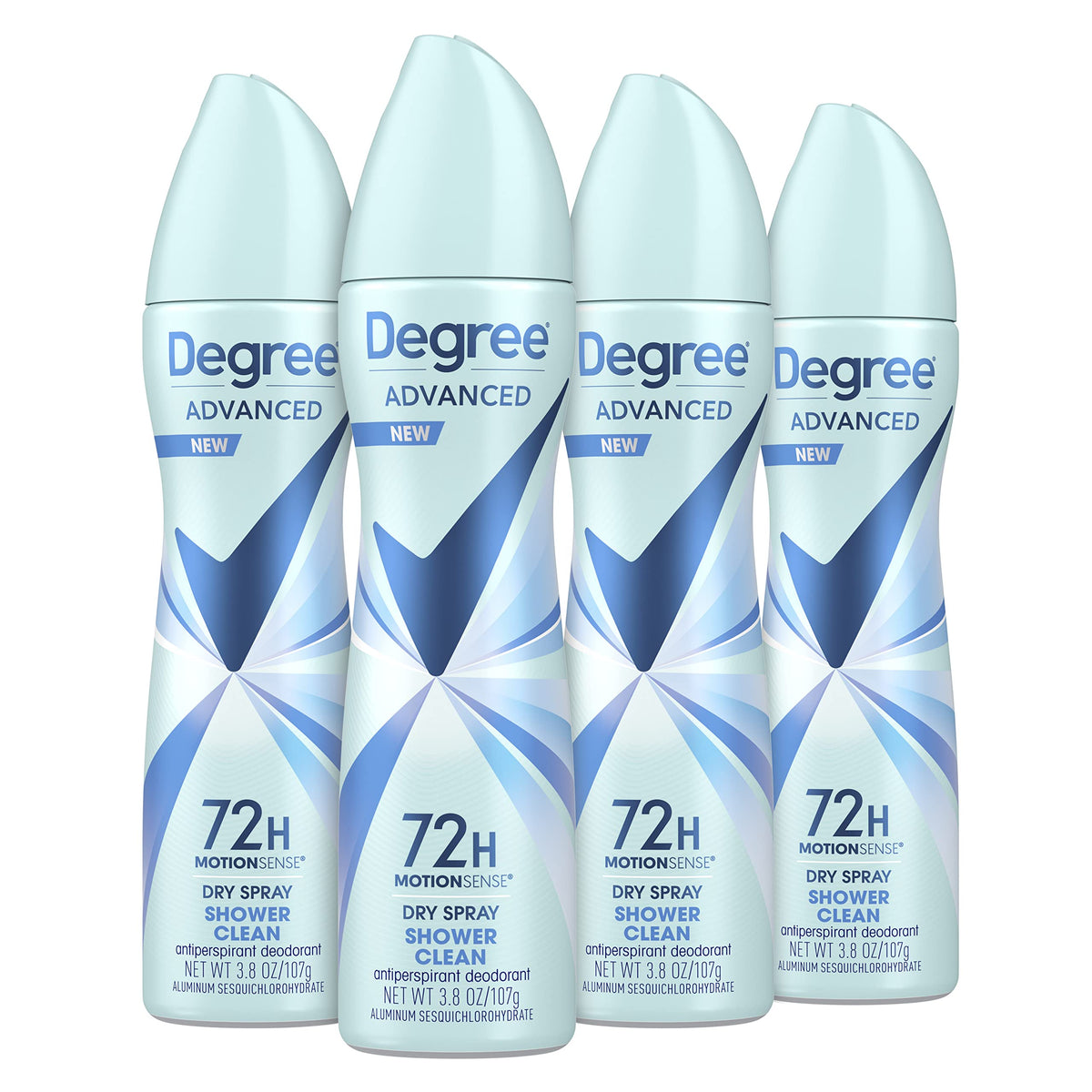 Degree Advanced Shower Clean dry spray bottle ready for daily wear and confidence