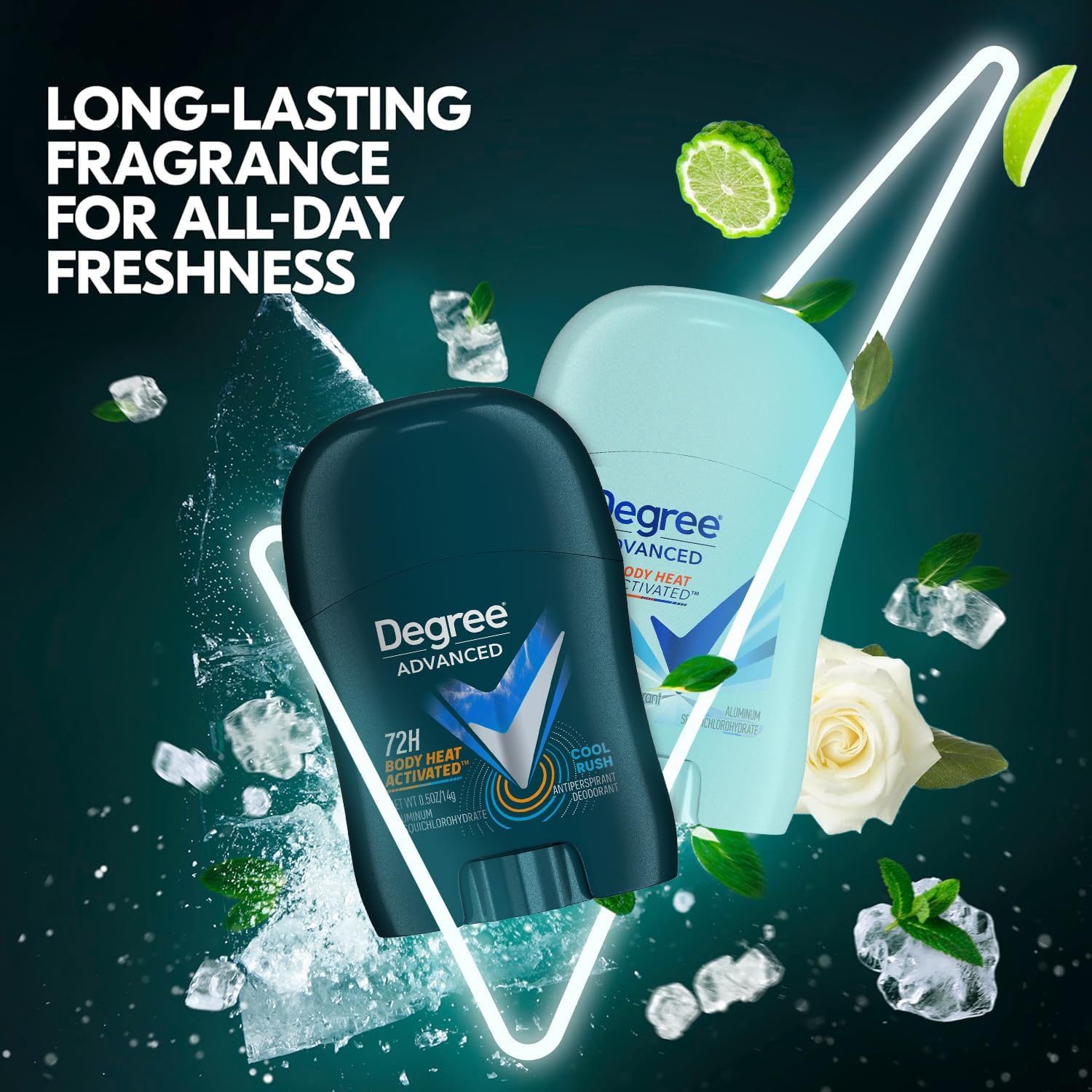 Degree carry-on friendly deodorant fits in luggage and handbags.