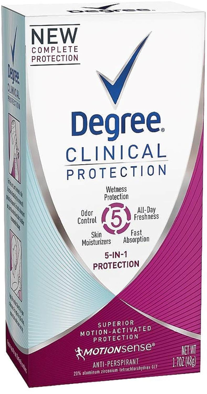 Degree Clinical Protection 5-in-1 antiperspirant stick delivering long-lasting sweat and odor control