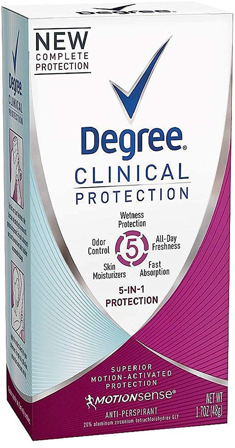Degree Clinical Protection 5-in-1 bottle for all-day protection and freshness.