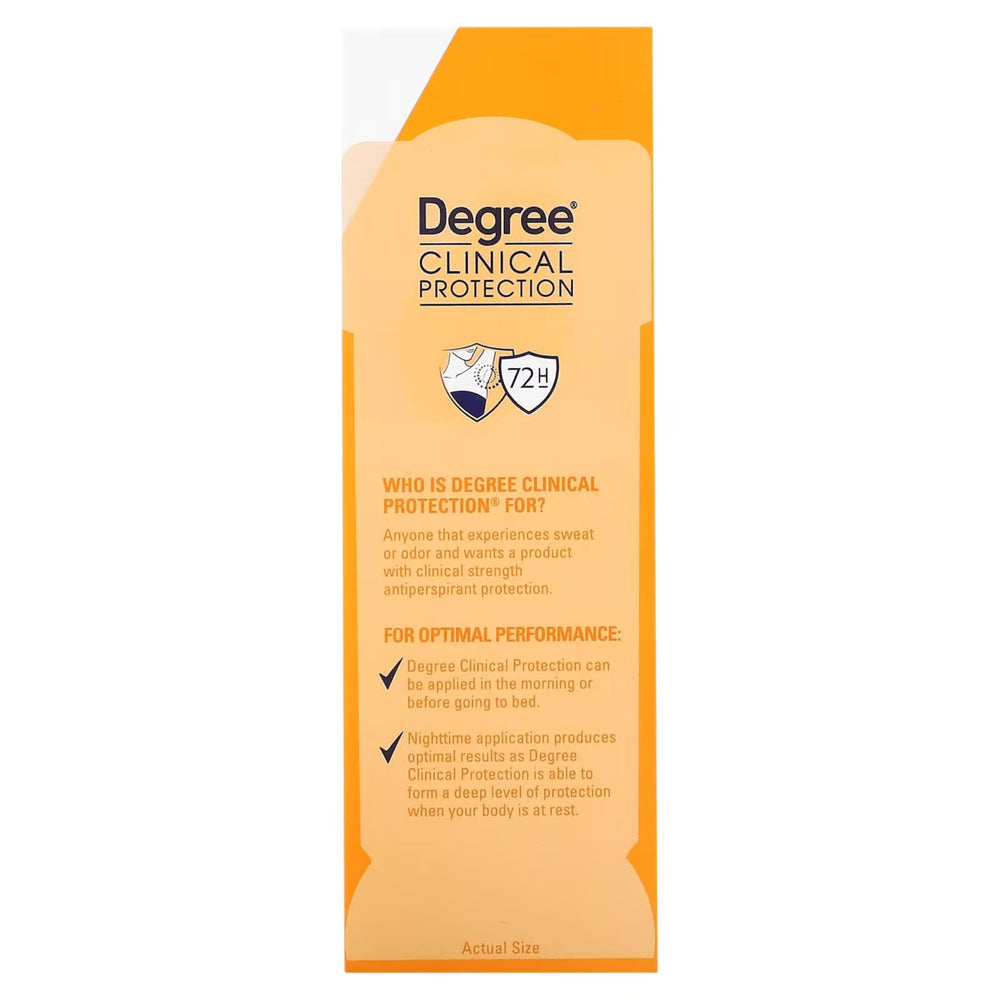 Degree Clinical Protection Summer Strength label close-up underlines trusted brand