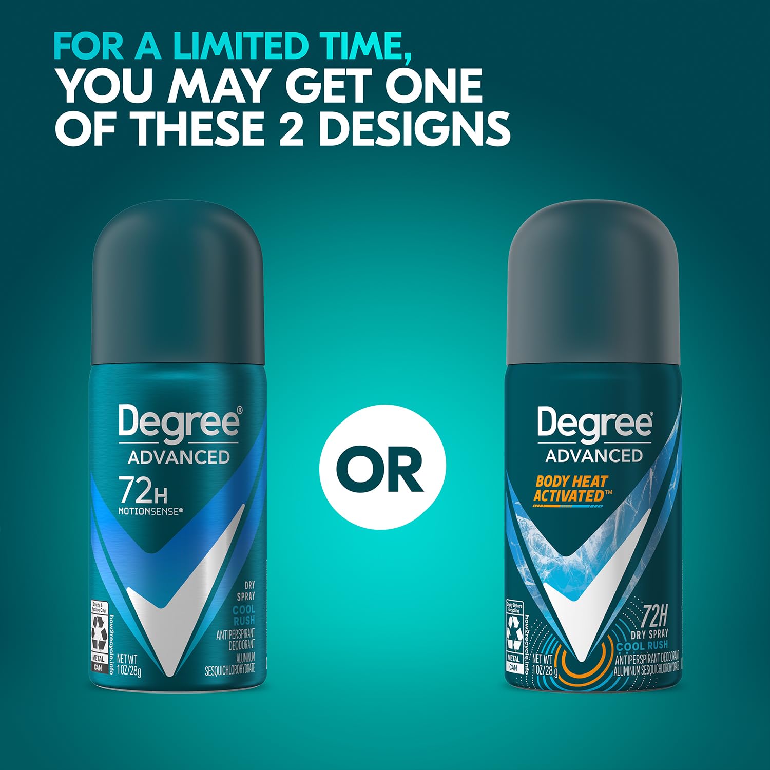 Degree Cool Rush arctic-scent profile highlights invigorating fragrance for workouts.