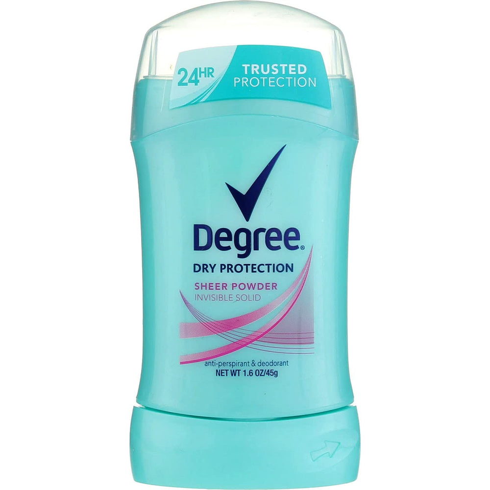 Degree desodorante para mujer de 1.6 onzas, polvo transparente, pack doble para uso diario.