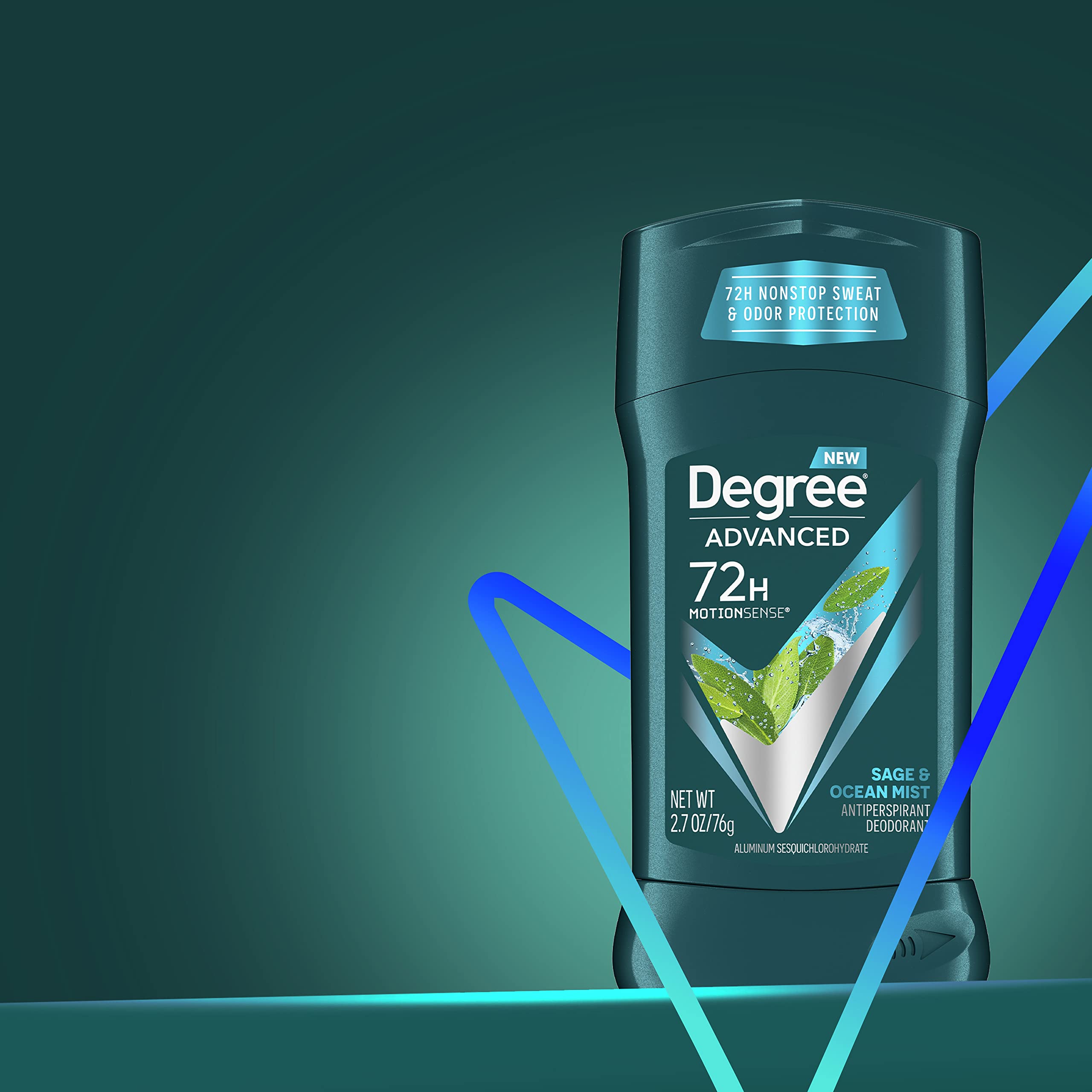 Degree Men athletic workout scene emphasizes sweat defense during gym sessions.