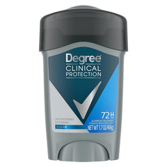 Degree Men Clean Clinical antiperspirant pack6 box for all-day odor and wetness protection.