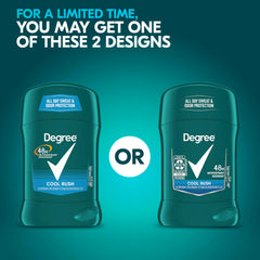 Degree Men Cool Rush arctic-fresh-scent highlights crisp, energizing freshness.