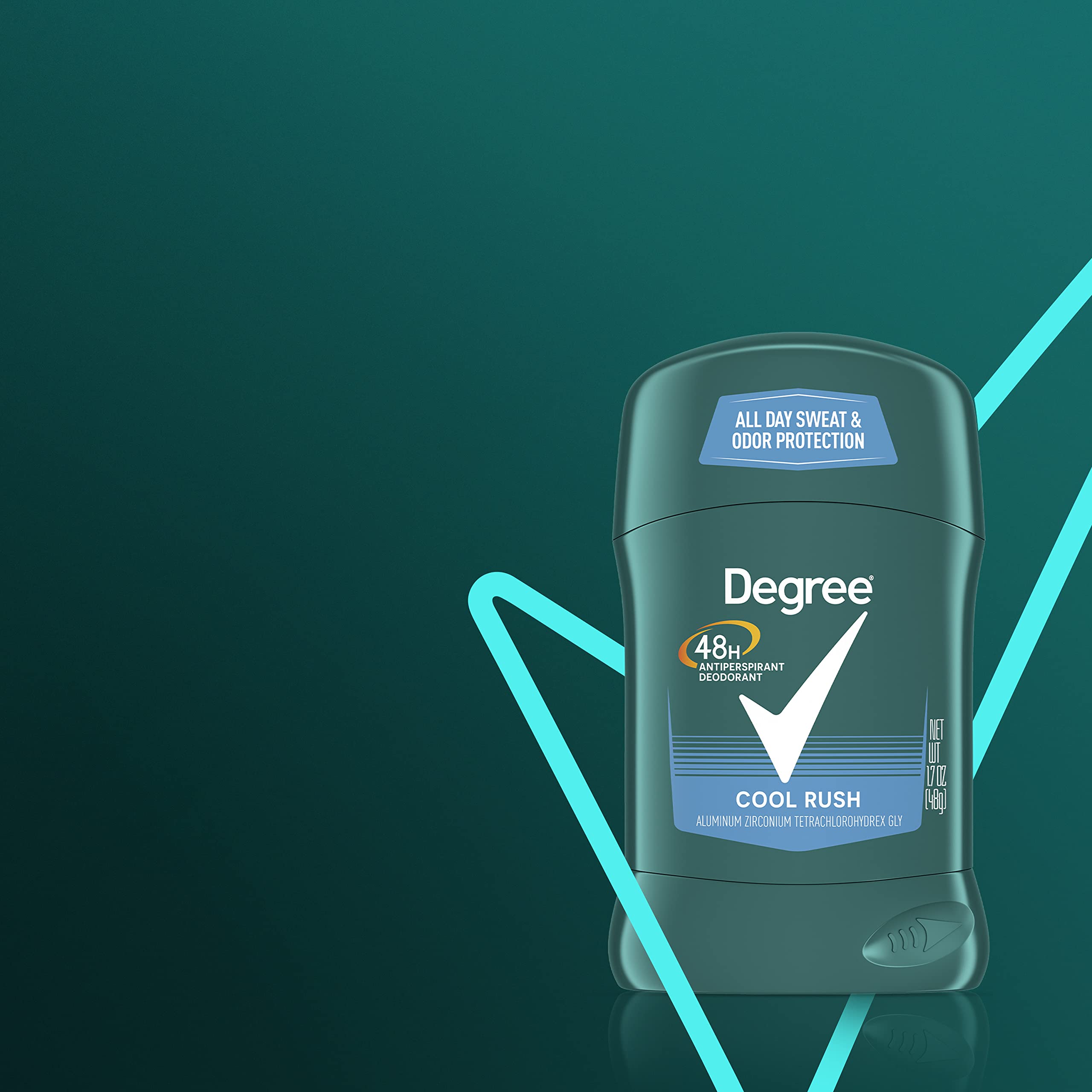 Degree Men Cool Rush dry-and-fresh visual shows long-lasting underarm comfort.
