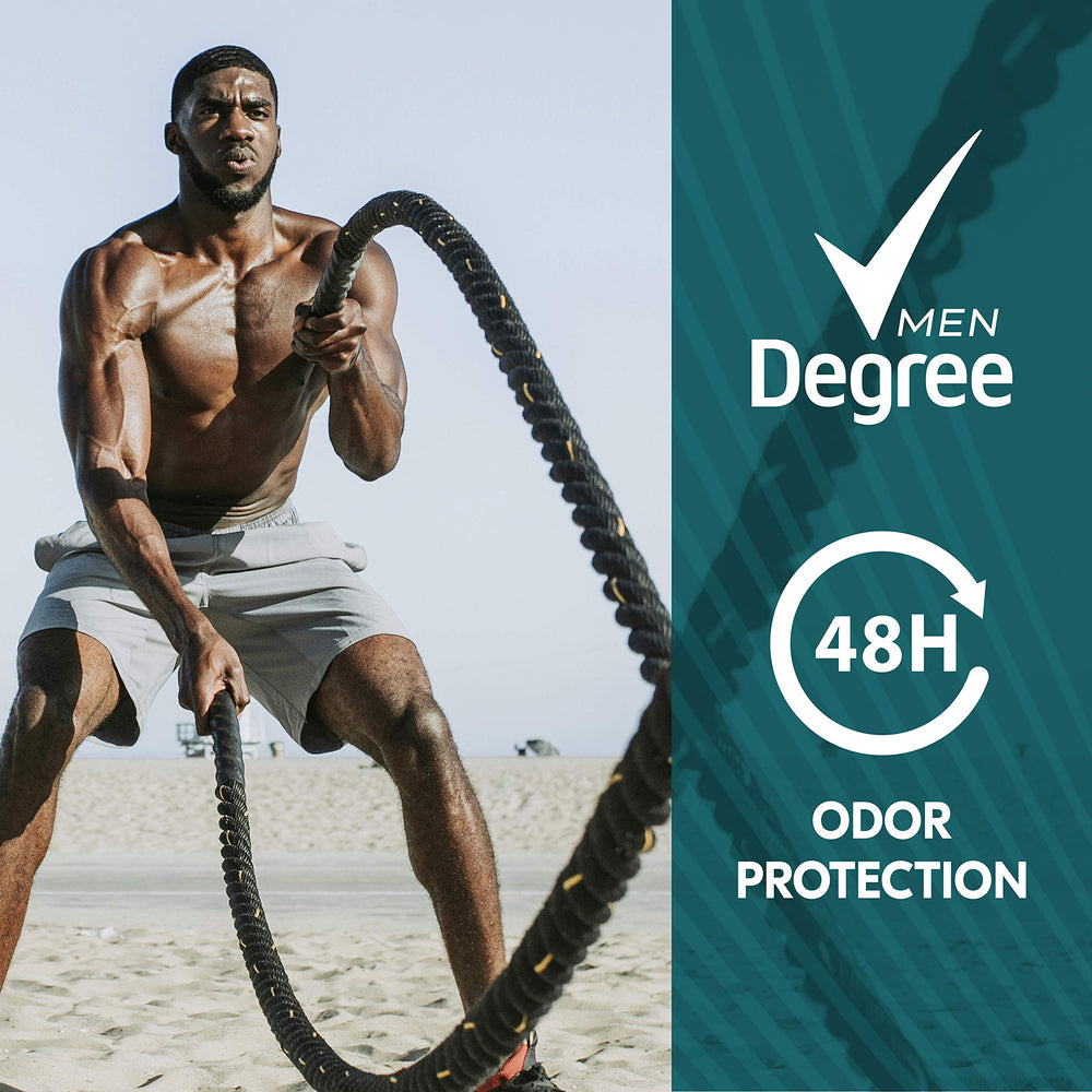 Degree Men Cool Rush product shot emphasizes 48-hour protection claim.