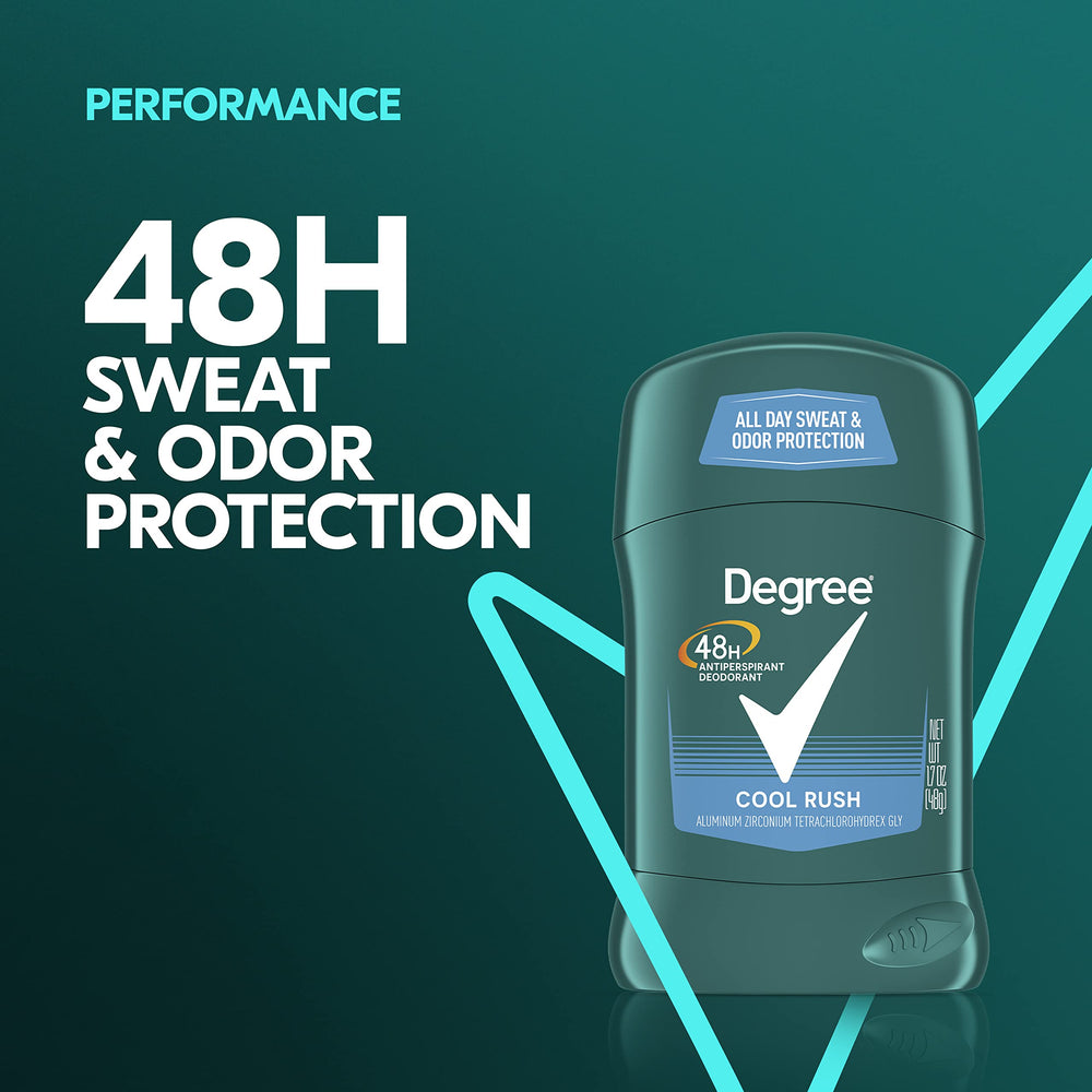 Degree Men Cool Rush twist-glide-action image captures quick daily refreshing motion.