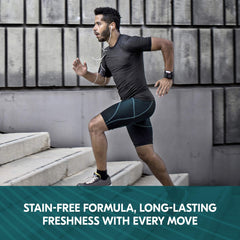 Degree Men Cool Rush underarm application demonstrates body-heat activated protection.