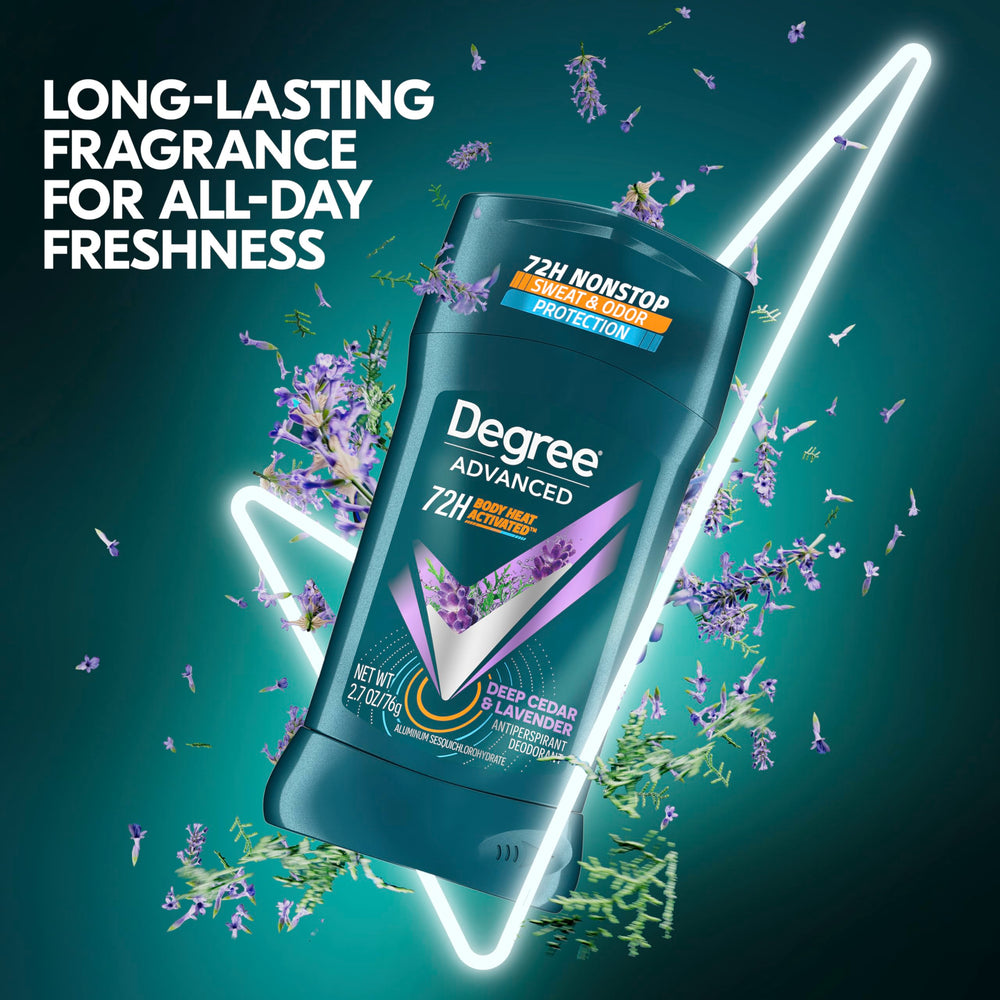 Degree Men Deep Cedar & Lavender test swatch; instant dry feel on skin.