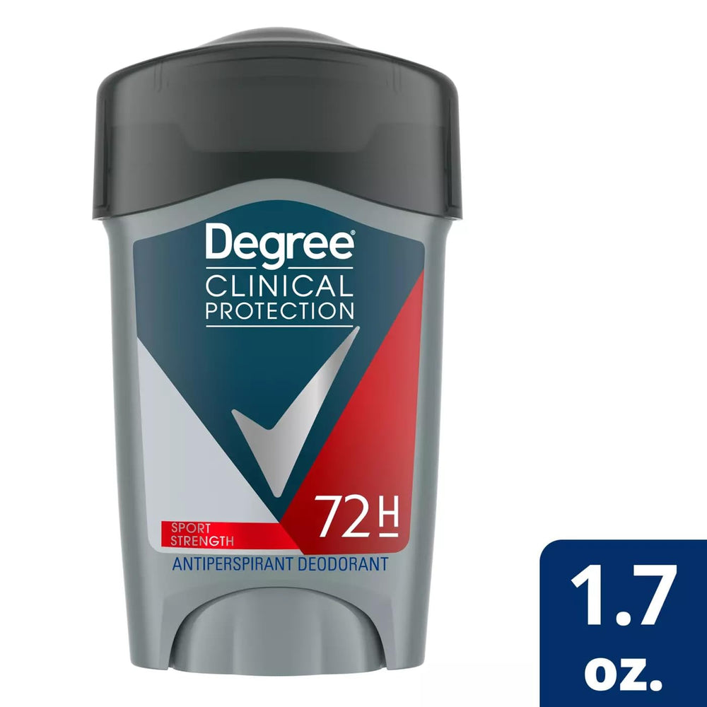 Degree Men Sport Strength 72-hour protection label close-up
