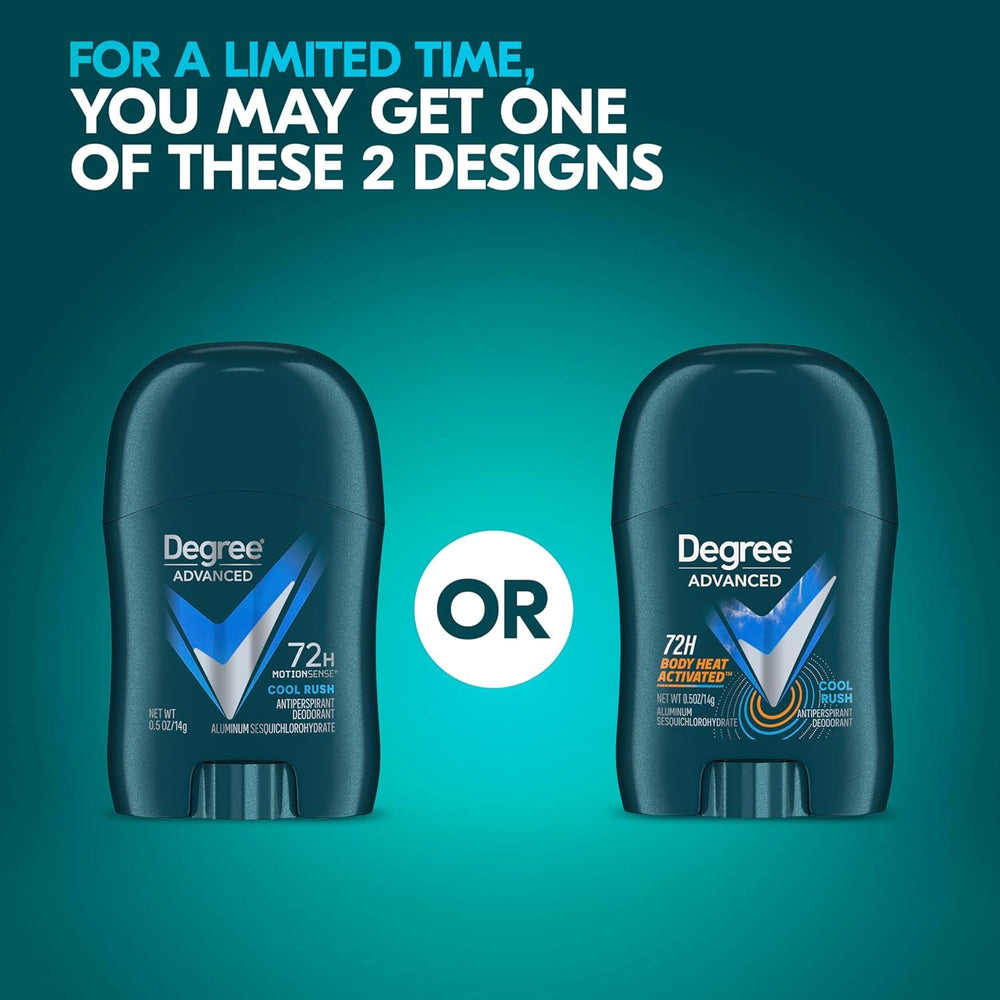 Degree Men Travel Deodorant Cool Rush on-the-go pouch — travel-size antiperspirant for daily carry.